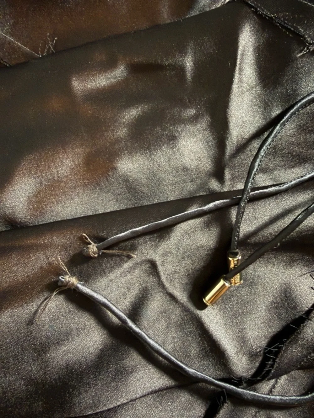 Retrofete Chocolate Brown Satin Halter Maxi Gown - Picture 6 of 6
